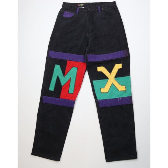 Vintage 90s Streetwear Mens 34x34 Faded Baggy Fit Malcolm X Denim Jeans Black